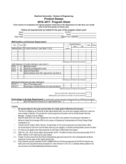 Product Design 2016&ndash;2017 Program Sheet