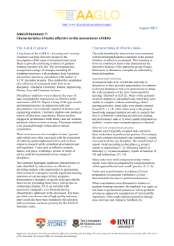 August 2012 AAGLO Summary 7: Characteristics of tasks effective in