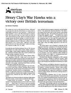 Henry Clay`s War Hawks Win a Victory over British Terrorism
