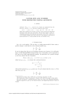 CANTOR SETS AND NUMBERS WITH RESTRICTED PARTIAL