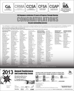 Congratulations to 2014 IIA certified Professionals