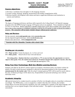 Spanish 1 PAP Syllabus