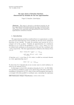On some classes of bivariate functions characterized by formulas for