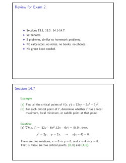 Review for Exam 2. Section 14.7