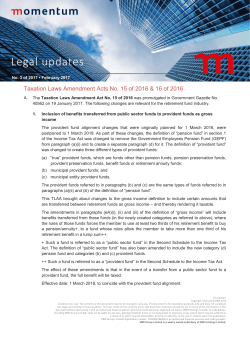 Taxation Laws Amendment Act 15 of 2016 and 16 of 2016
