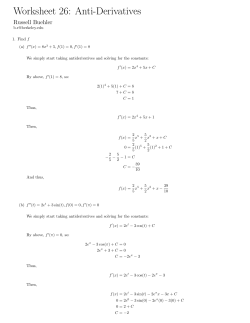 Worksheet 26: Anti-Derivatives