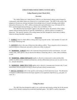 ATHLETE BEHAVIOUR CODING SYSTEM (ABCS) Coding Manual