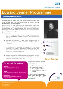 Edward Jenner Programme Leadership Foundations