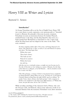 Henry VIII as Writer and Lyricist