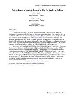 Determinants of student demand at Florida Southern College