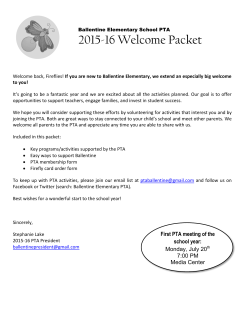2015-16 Welcome Packet