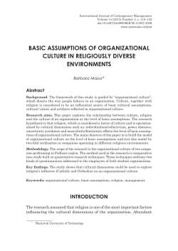 basic assumptions of organizational culture in religiously diverse