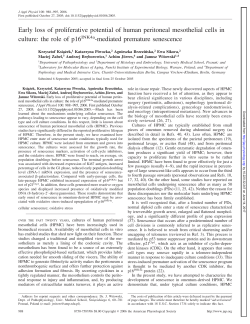Early loss of proliferative potential of human peritoneal mesothelial