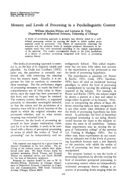 Memory and levels of processing in a psycholinguistic context