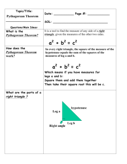 a2 + b2 = c2 a2 + b2 = c2