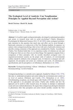 The Ecological Level of Analysis: Can Neogibsonian Principles be