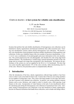 COIN-O-MATIC: A fast system for reliable coin classification 1