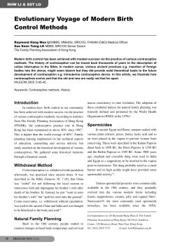 Evolutionary Voyage of Modern Birth Control Methods