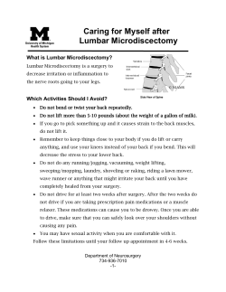 Caring for Myself after Lumbar Microdiscectomy