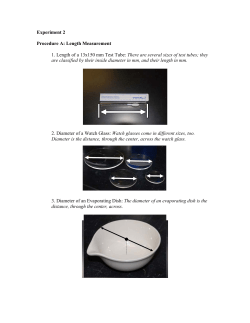 Experiment 2 Procedure A: Length Measurement 1. Length of a
