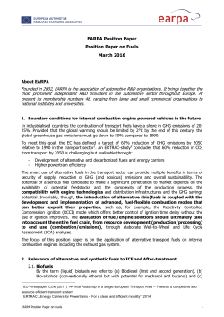 EARPA Position Paper on Fuels