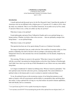 A Meditation on Spirituality - Peterborough Unitarian Universalist