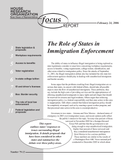The Role of States in Immigration Enforcement