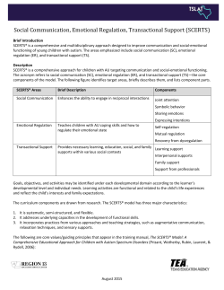 Social Communication, Emotional Regulation, Transactional
