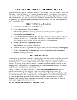 A REVIEW OF CRITICAL READING SKILLS