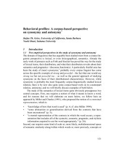 A corpus-based perspective on synonymy and antonymy