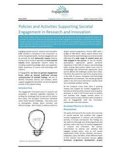 Policies and Activities Supporting Societal Engagement in Research