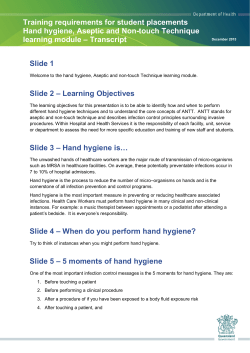 Hand hygiene, Aseptic and Non-touch Technique learning module