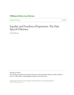 Equality and Freedom of Expression: The Hate Speech Dilemma