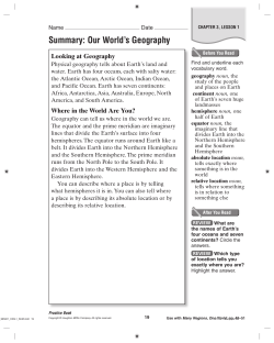 Lesson 1 Our World`s Geography