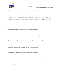 Legislative Branch and Voting Power Point Questions