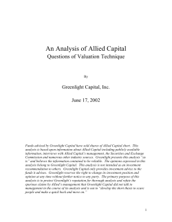 An Analysis of Allied Capital