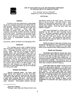 USE OF SUNFLOWER HULLS AS THE ROUGHAGE COMPONENT