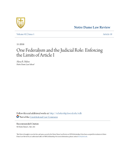 One Federalism and the Judicial Role: Enforcing the Limits of Article I