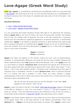 Love-Agape (Greek Word Study)