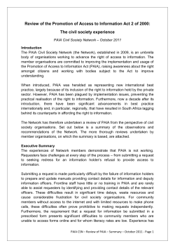 Review of the Promotion of Access to Information Act 2 of 2000: The
