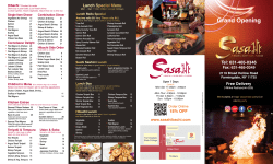 Take Out Menu - Sasa Hibachi Sushi Bar Fusion