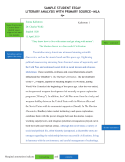 Literary Analysis with primary source, MLA