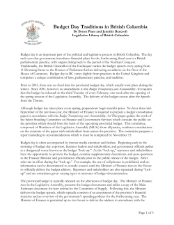 Budget Day Traditions in British Columbia