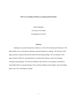 The Use of Analogy in Teaching and Learning Physics