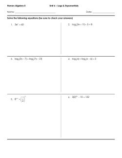 3e 60 = log (5x 11) 5 8 + + = log (3x 7) log (7x 21) - =