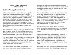 “EXILES — OWN THE BATTLE” (I Peter 2:11