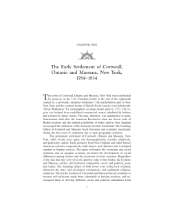 The Early Settlement of Cornwall, Ontario and