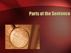 Parts of the Sentence - direct AND indirect objects