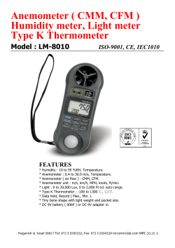 Anemometer ( CMM, CFM ) Humidity meter, Light meter