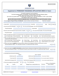 PR Supplement Form - Cayman Islands Immigration Department